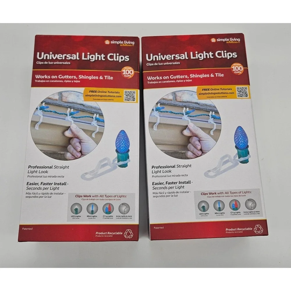 Simple Living Solutions Universal Light Clips for Gutters Shingles Tile Clear